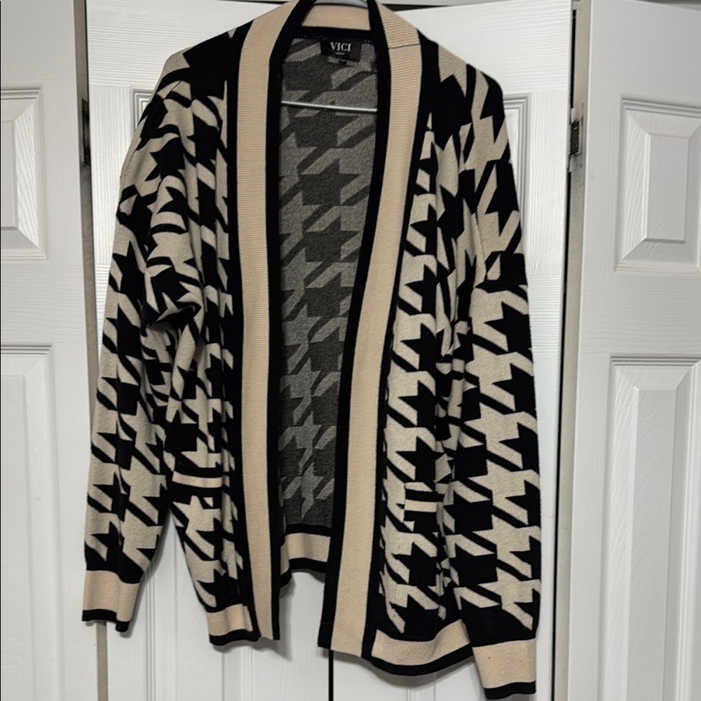 Vici Black and Cream Cardigan Sweater